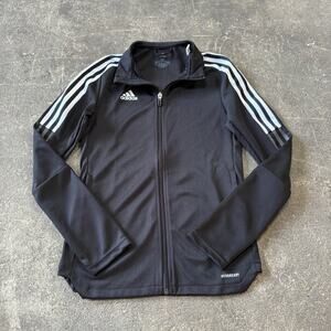 Adidas Track Jacket Womens XS Black Full Zip Primegreen Pockets Mock Neck